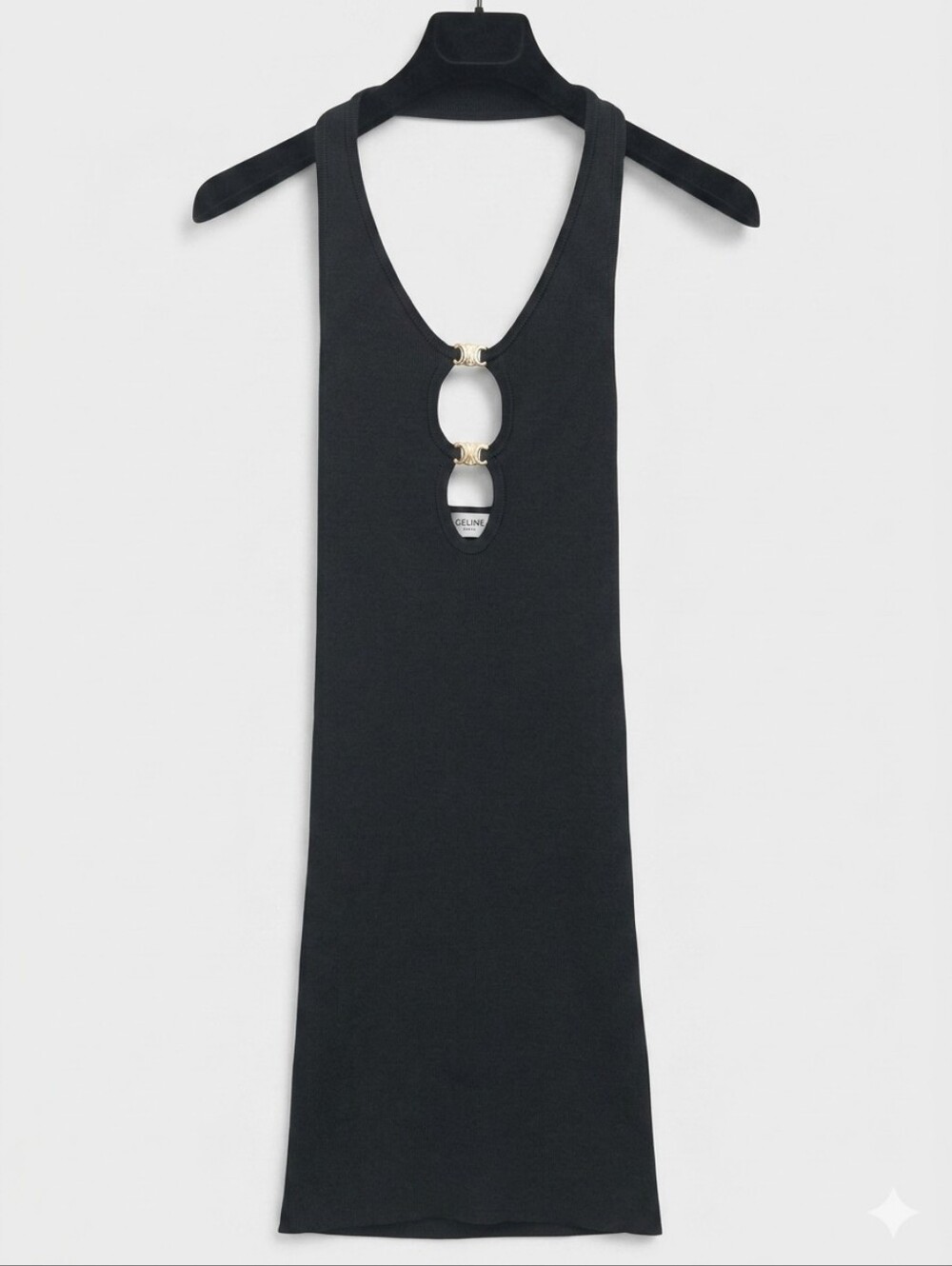 CELINE Triomphe Logo Open-Back Mini Dress XS/S